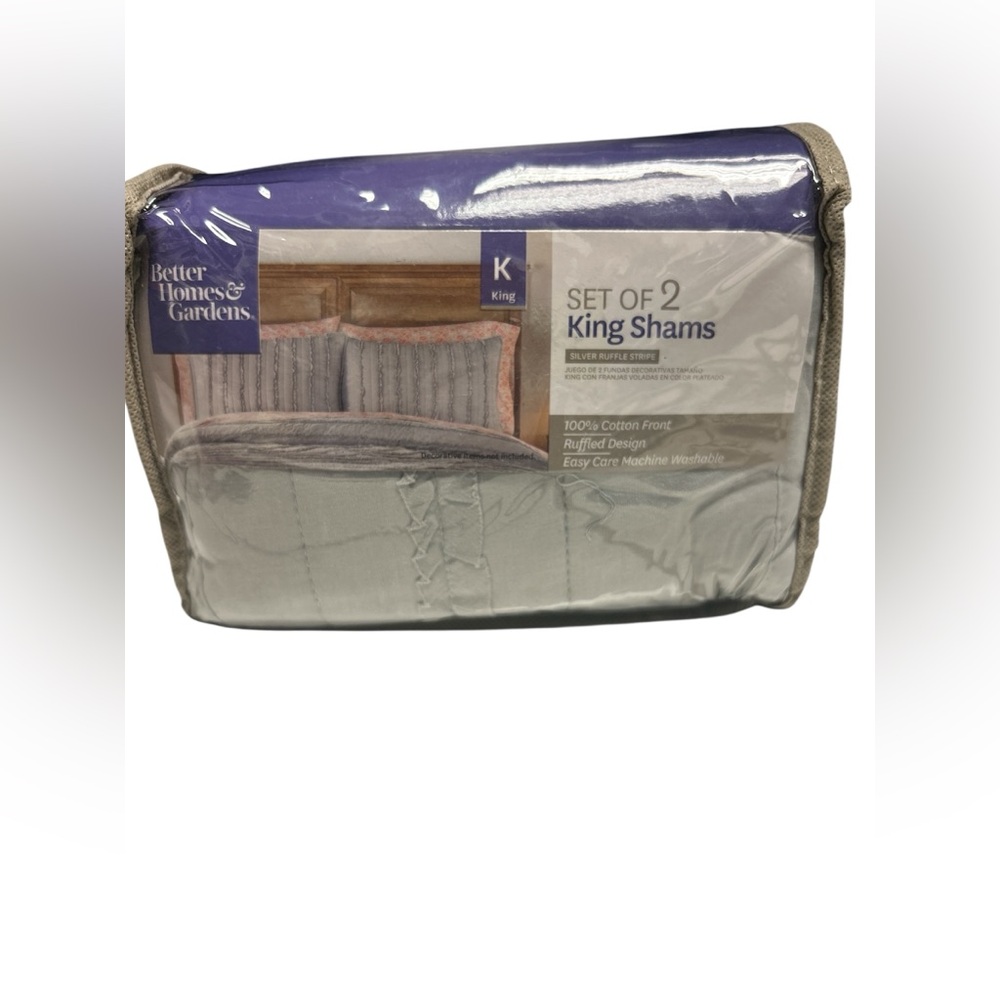 Better Homes And Gardens grey Ruffle Stripe King Shams